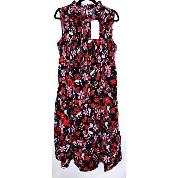 BloomChic Dresses & Skirts - NEW Bloomchic Womens Dress Mock Neck Dark Blue Colorful Floral Size 12